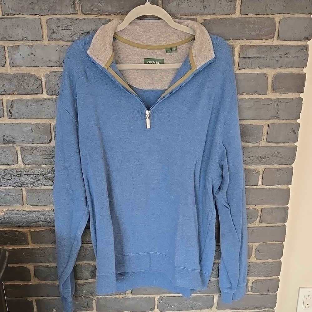 Orvis Men's Blue Quarter-Zip Sweater